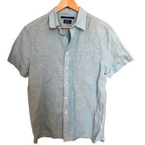 Perry Ellis Linen Shortsleeved Lightweight Button Down Shirt Small